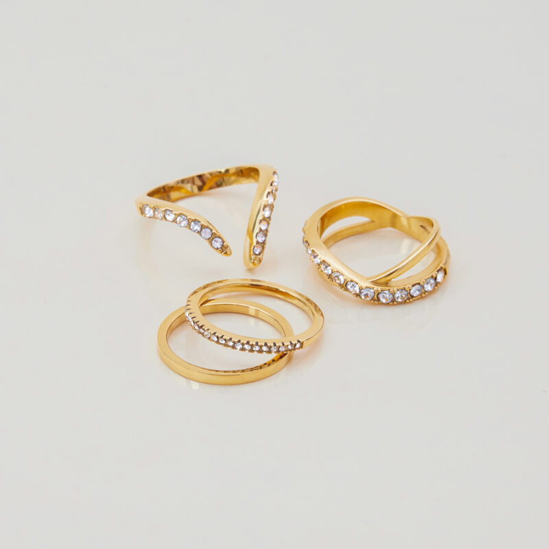 White Diamond Line Open Ring - Image 4