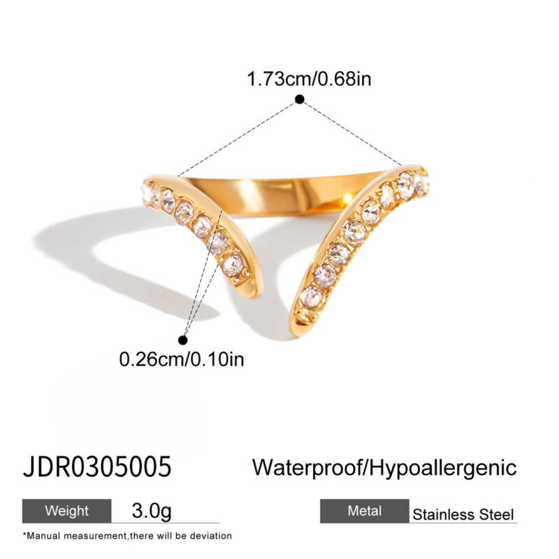 White Diamond Line Open Ring - Image 5