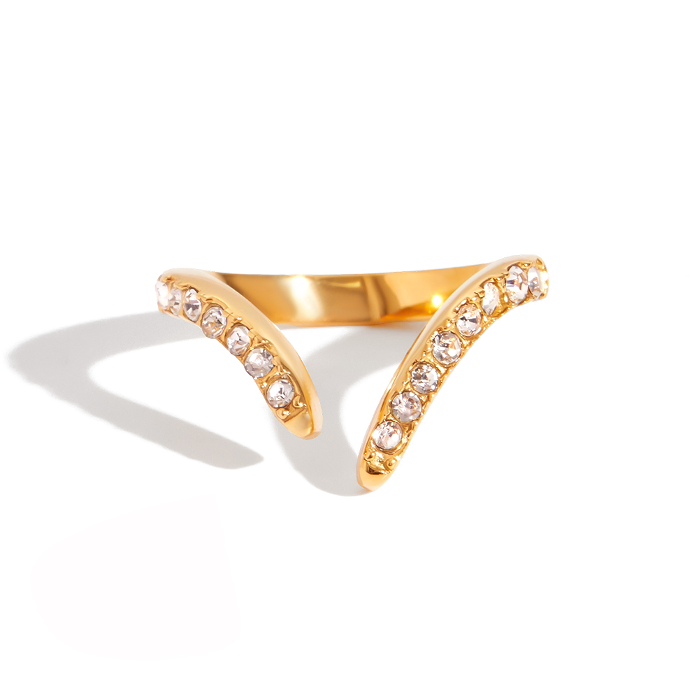 White Diamond Line Open Ring