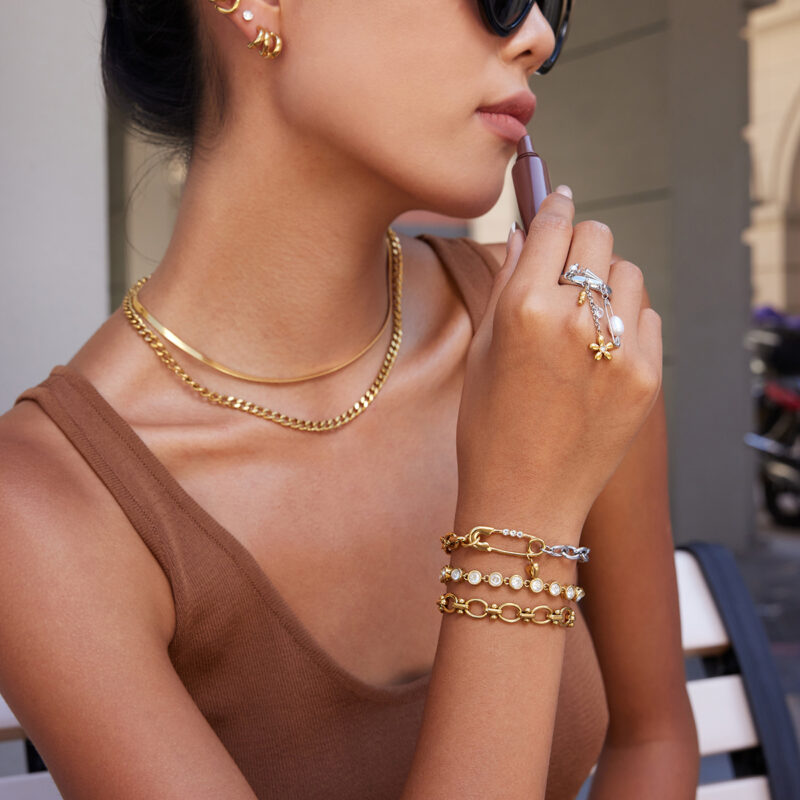 Pearl Floral Spike Charm Tassel Ring - Image 4