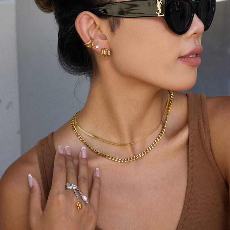 Pearl Floral Spike Charm Tassel Ring - Image 3