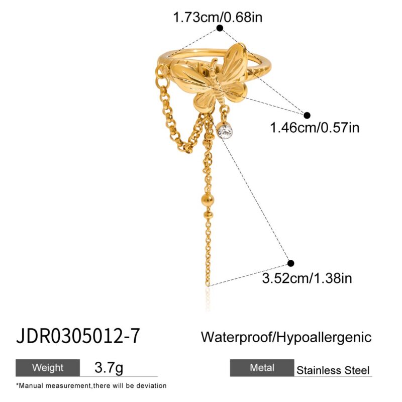 Butterfly Tassel Ring Handmade with Zircon - Image 5
