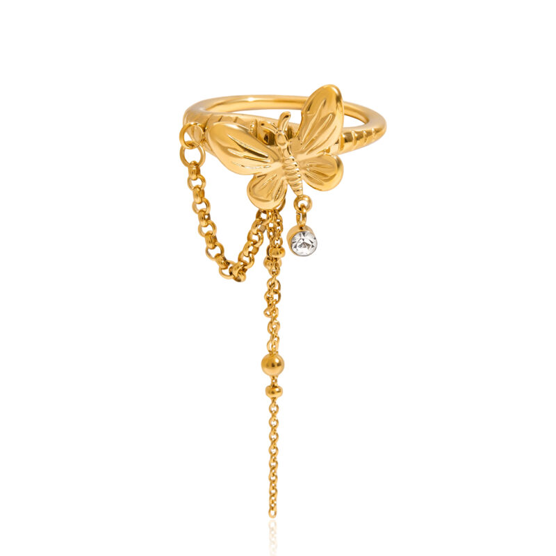 Butterfly Tassel Ring Handmade with Zircon