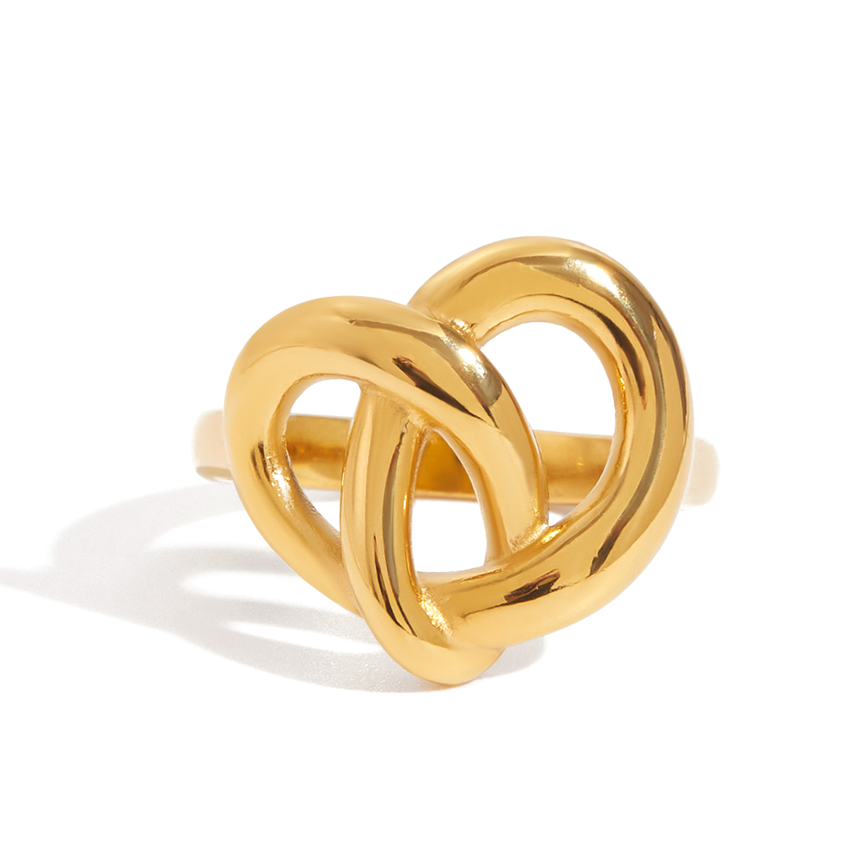Gold Stainless Steel Heart Knot Geometric Ring
