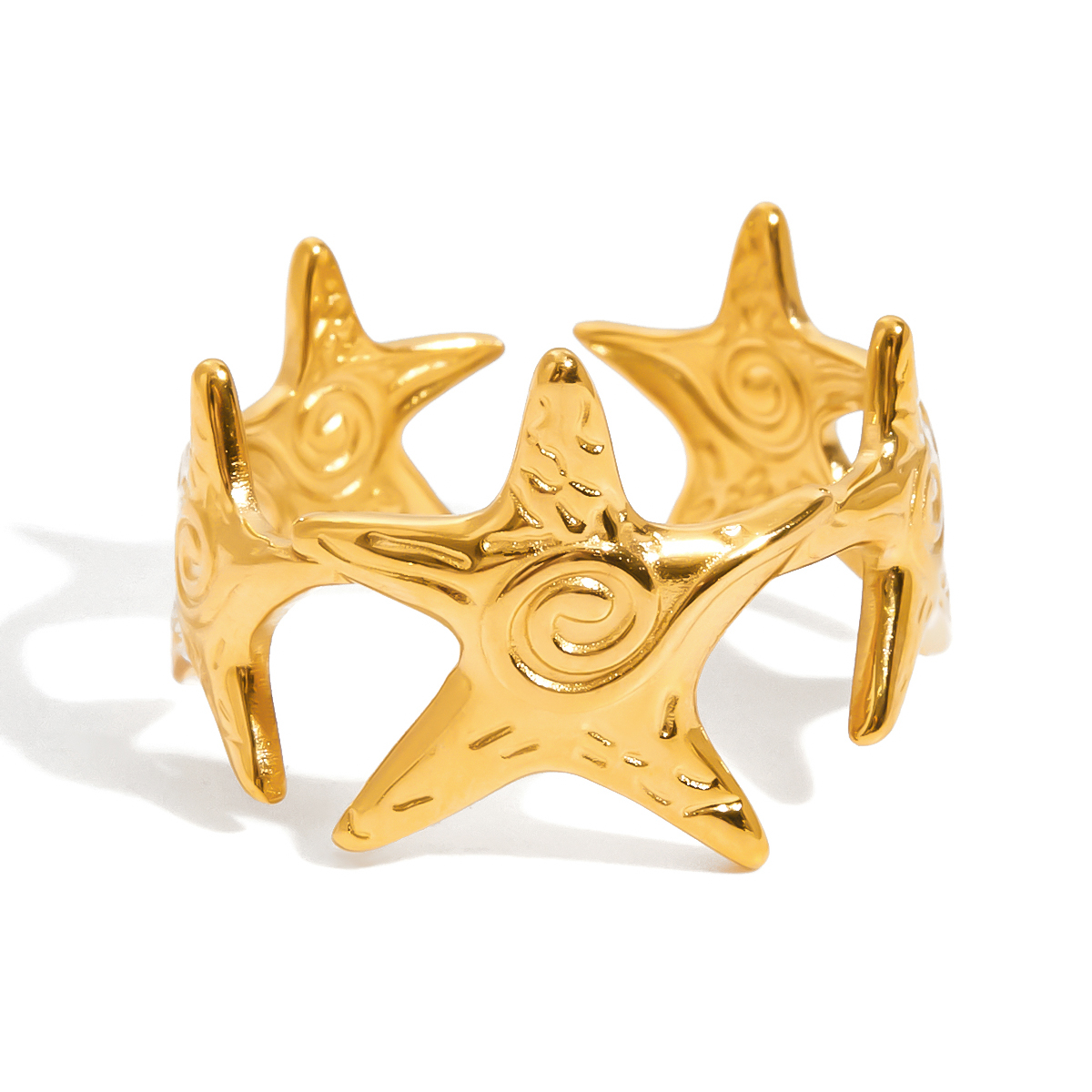 Gold Stainless Steel Adjustable Starfish Ring