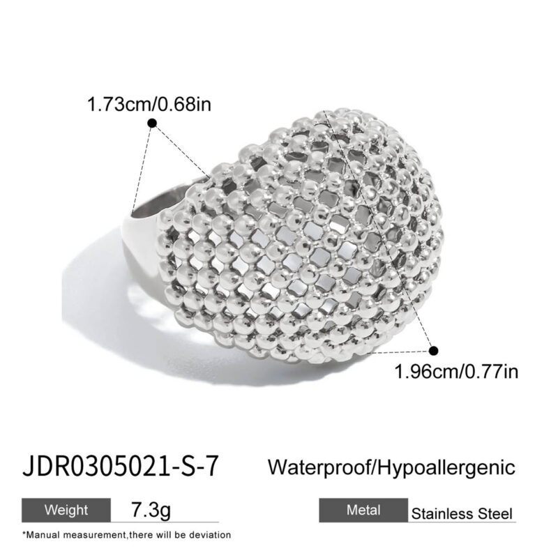 Steel Hollow Mesh Ball Ring Cold Style - Image 5