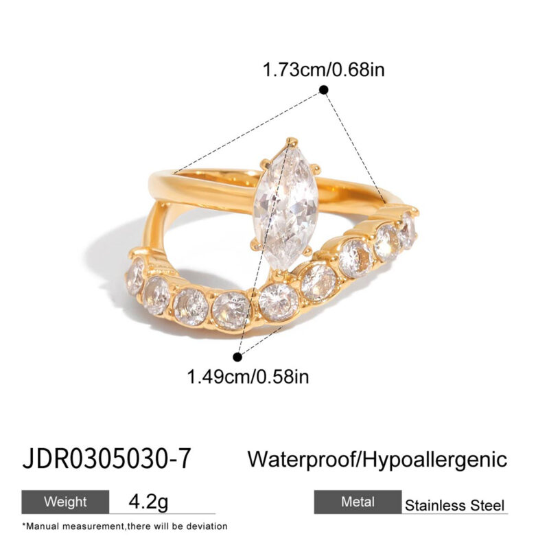 Gold Stainless Steel Zircon Double Layer Ring - Image 7