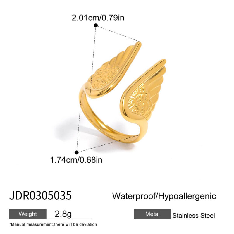 Adjustable Angel Wing Ring in 18K Gold - Image 6