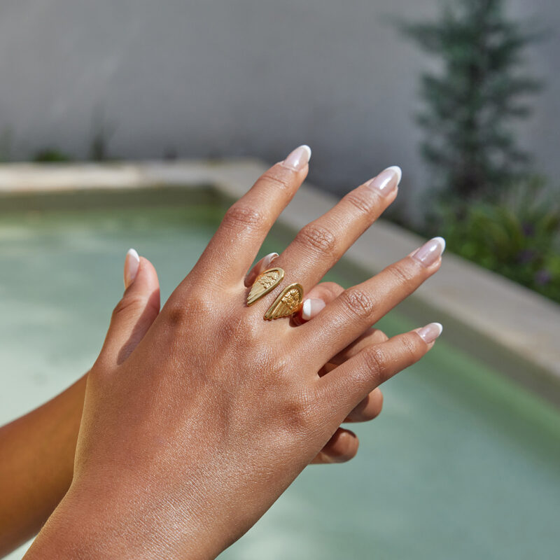Adjustable Angel Wing Ring in 18K Gold - Image 3