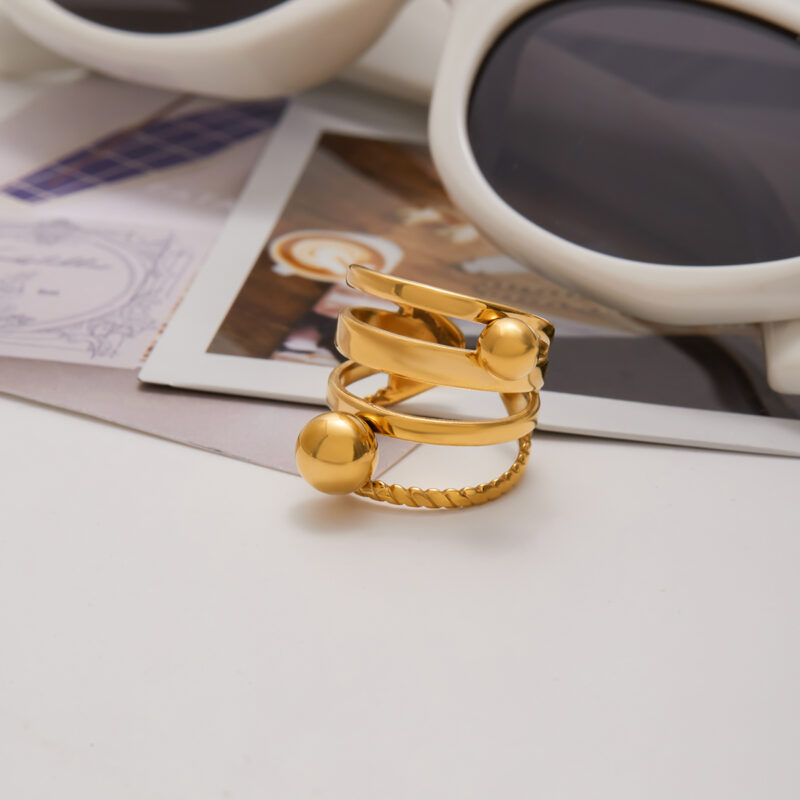 Layered Hollow Ball Open Ring - Image 4