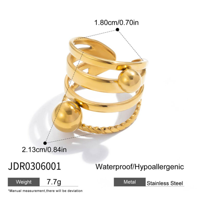 Layered Hollow Ball Open Ring - Image 5