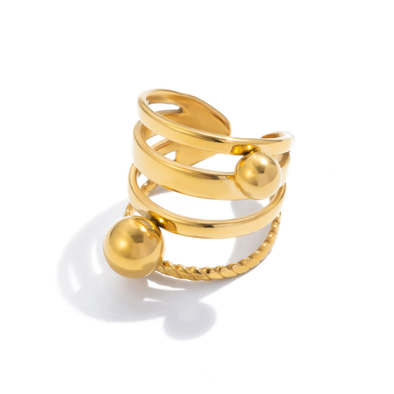 Layered Hollow Ball Open Ring