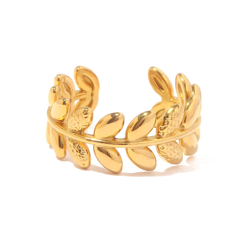 Olive Branch Leaf Open Ring in 18K Gold