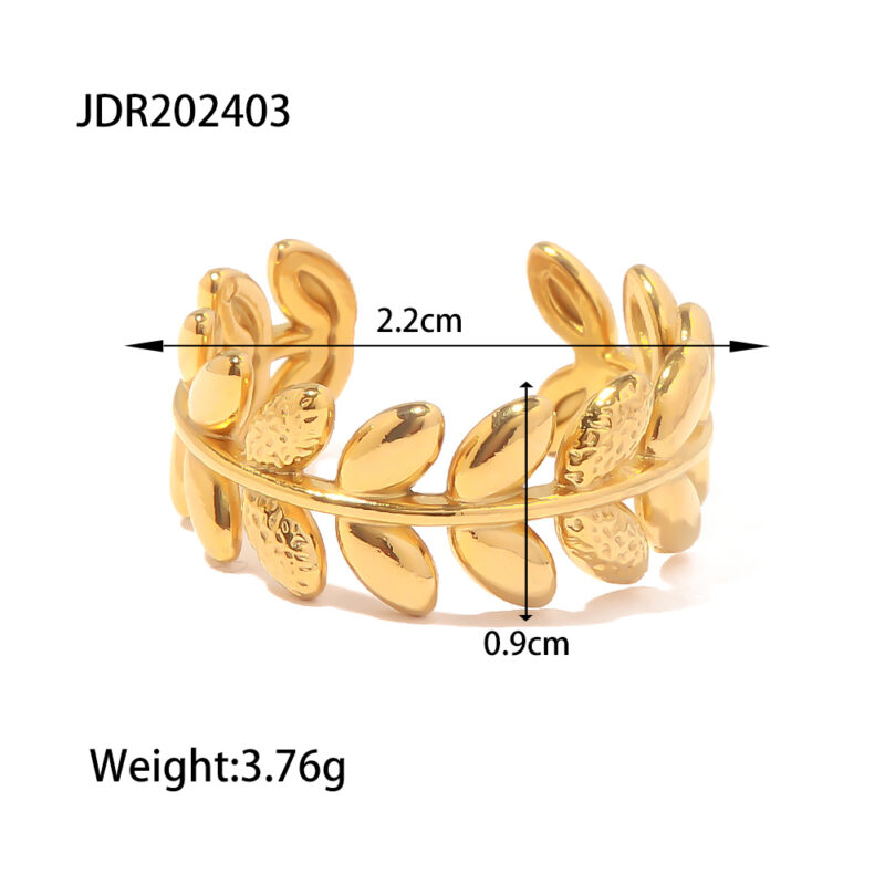 Olive Branch Leaf Open Ring in 18K Gold - Image 6