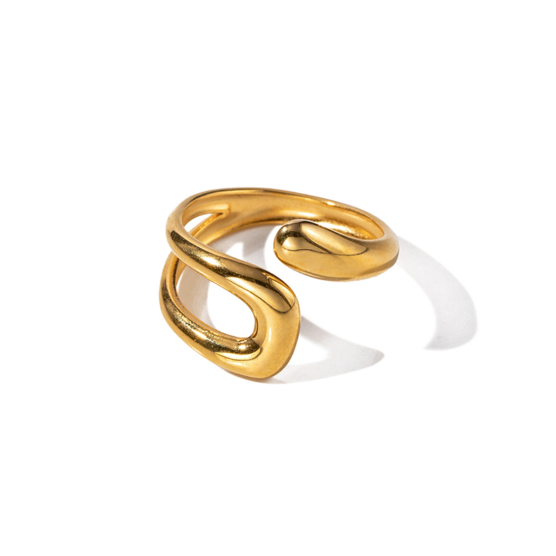 Irregular Hollow Cutout Ring in Stainless Steel
