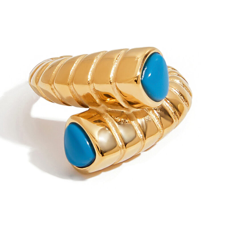 Blue Turquoise Cross Pattern Ring