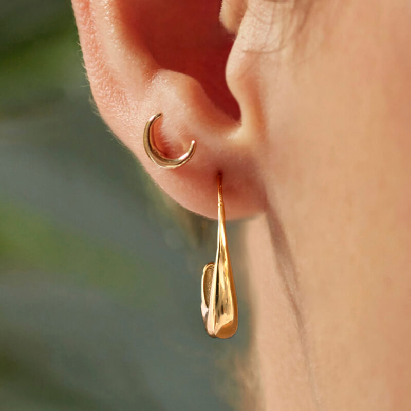 Chunky C Hoop Earrings 14K Gold Plated - Image 2