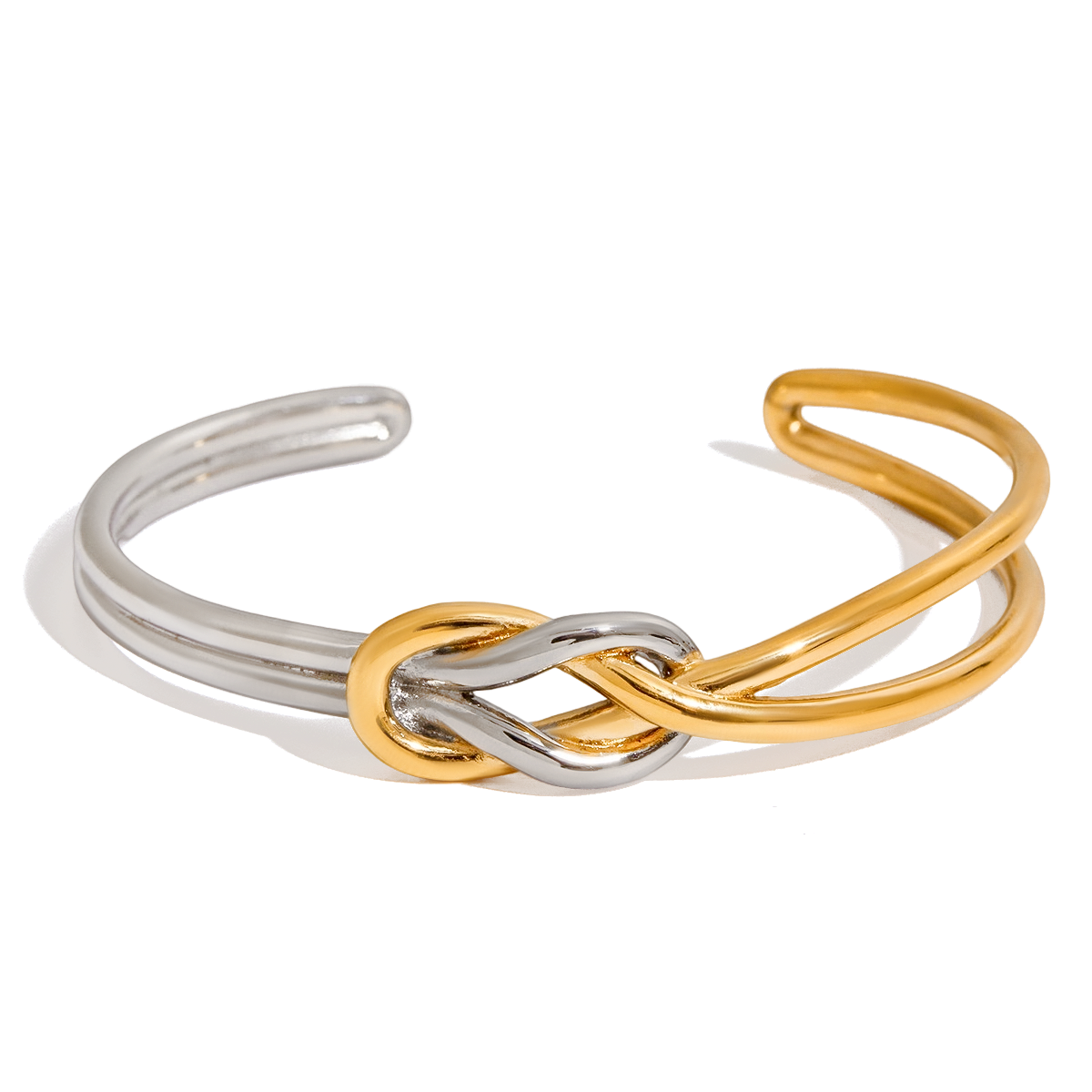 Gold Silver Hercules Knot Open Cuff Bracelet