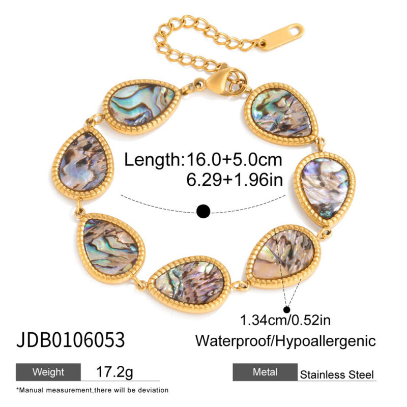 gold stainless steel abalone teardrop bracelet - Image 6