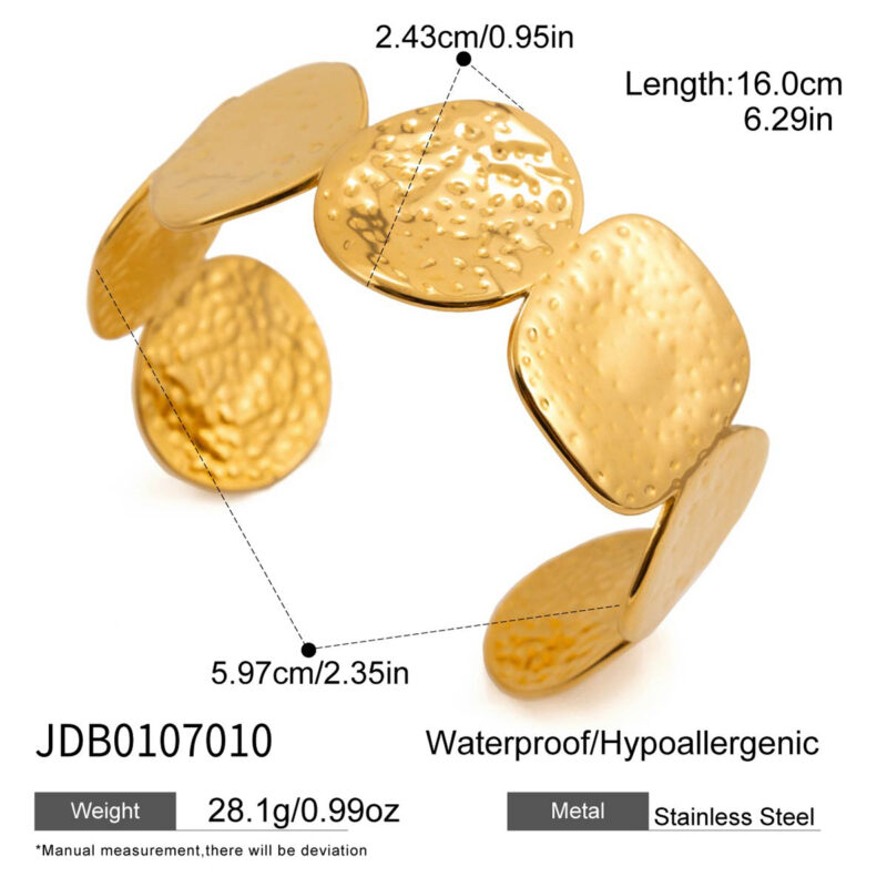 Classic Hammered Round Open Bangle - Image 6