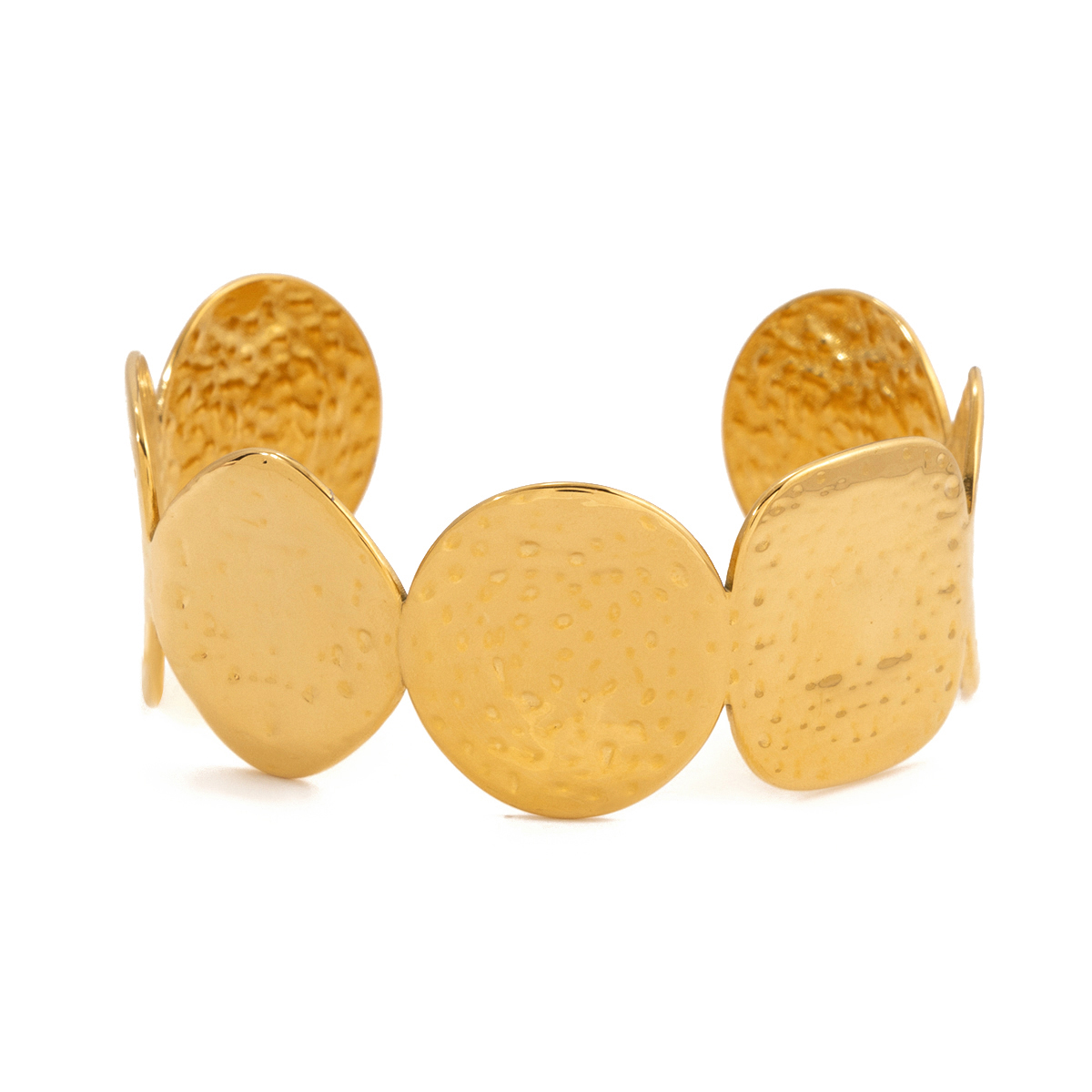 Classic Hammered Round Open Bangle