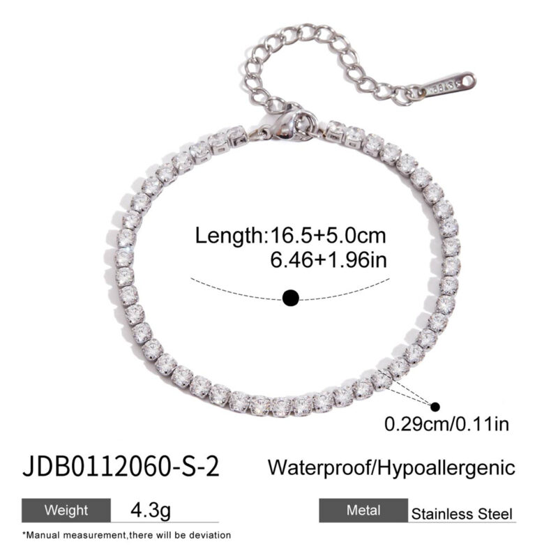 Stainless Steel Zircon Tennis Chain Bracelet - Image 6