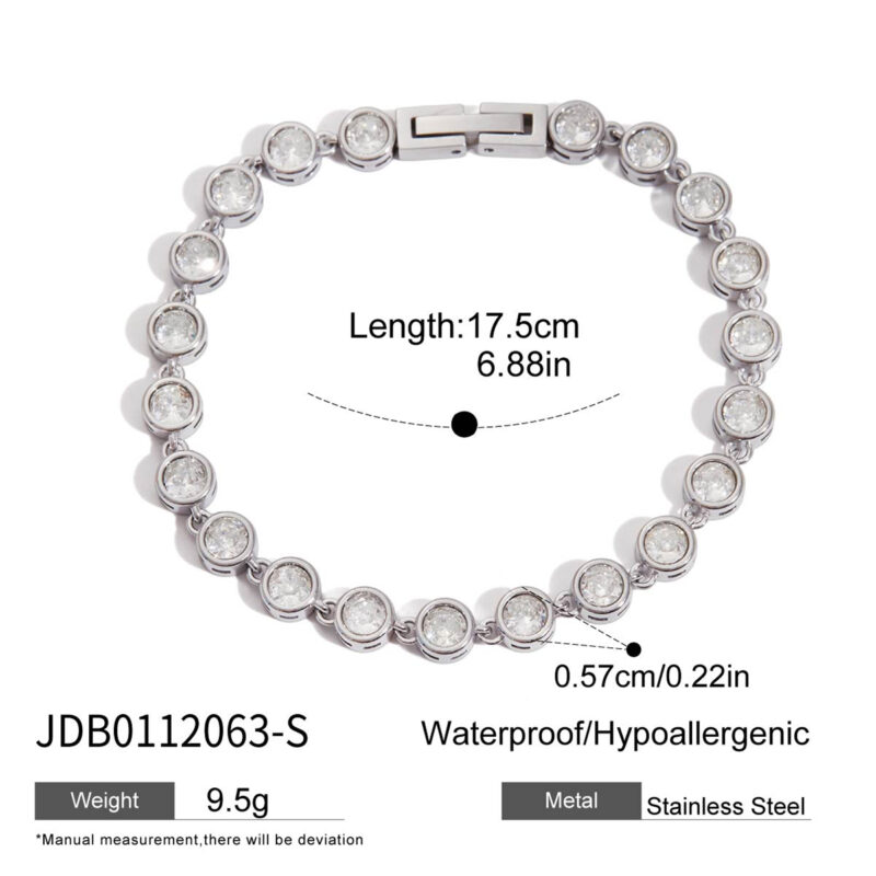 Stainless Steel Round Zircon Tennis Bracelet - Image 6