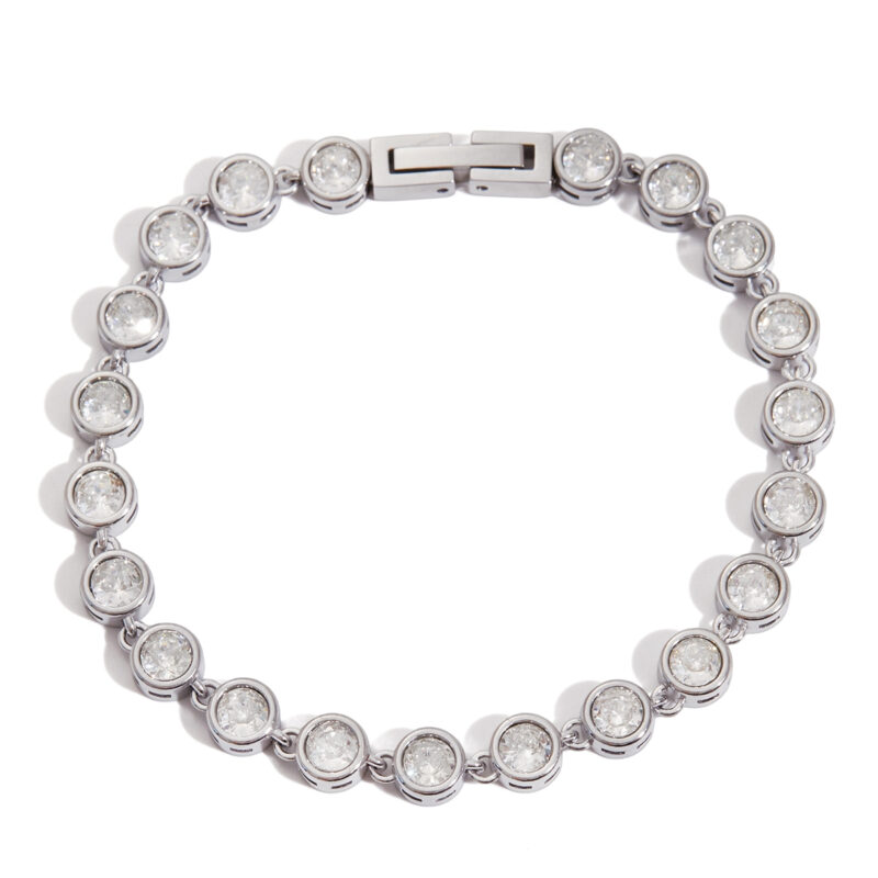 Stainless Steel Round Zircon Tennis Bracelet