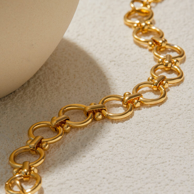 Open Link Handmade Chain Bracelet 18K Gold - Image 5