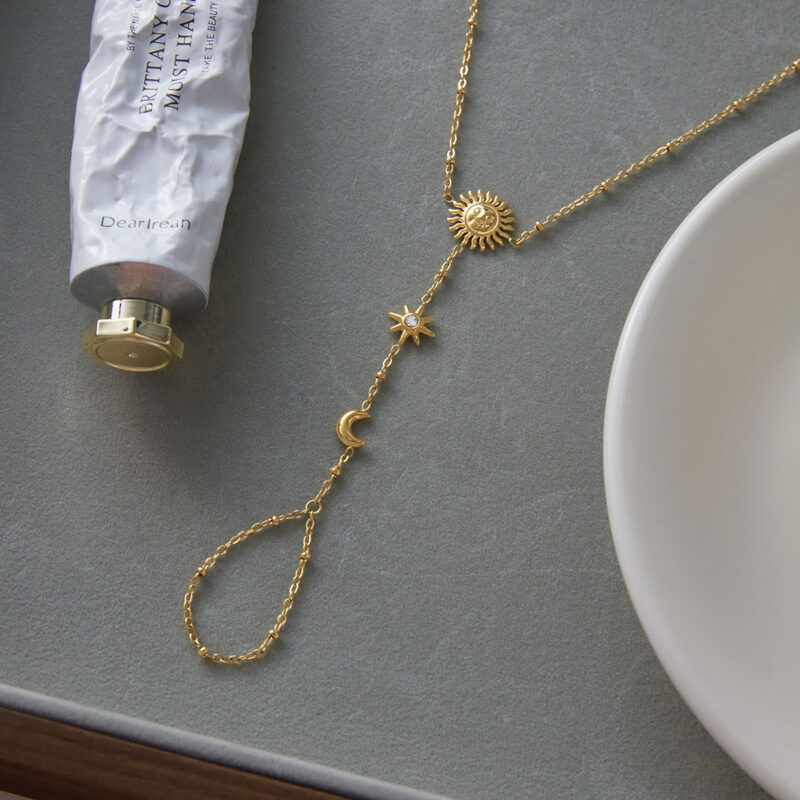 Sun Moon Star Chain Finger Bracelet - Image 2