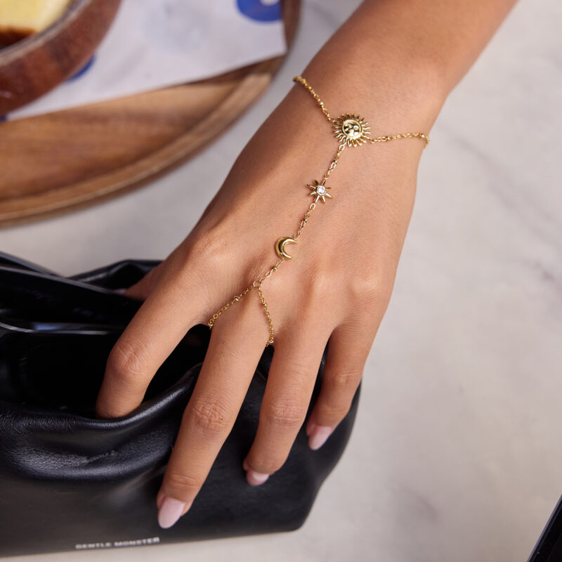 Sun Moon Star Chain Finger Bracelet - Image 5