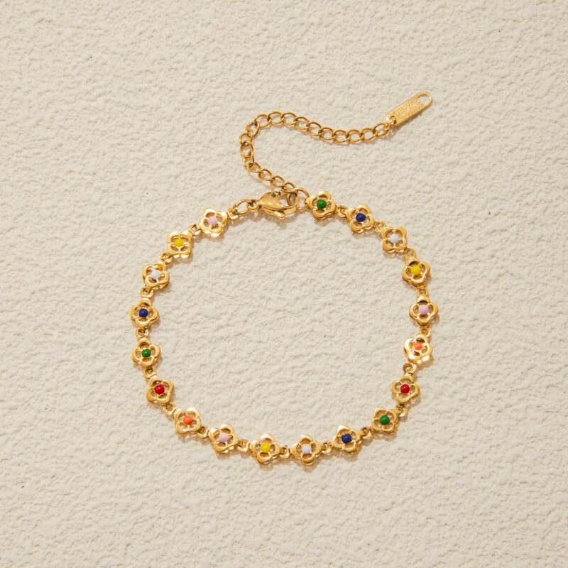Colorful Enamel Flower Necklace 18K Gold Plated - Image 5