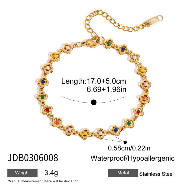 Colorful Enamel Flower Necklace 18K Gold Plated - Image 6