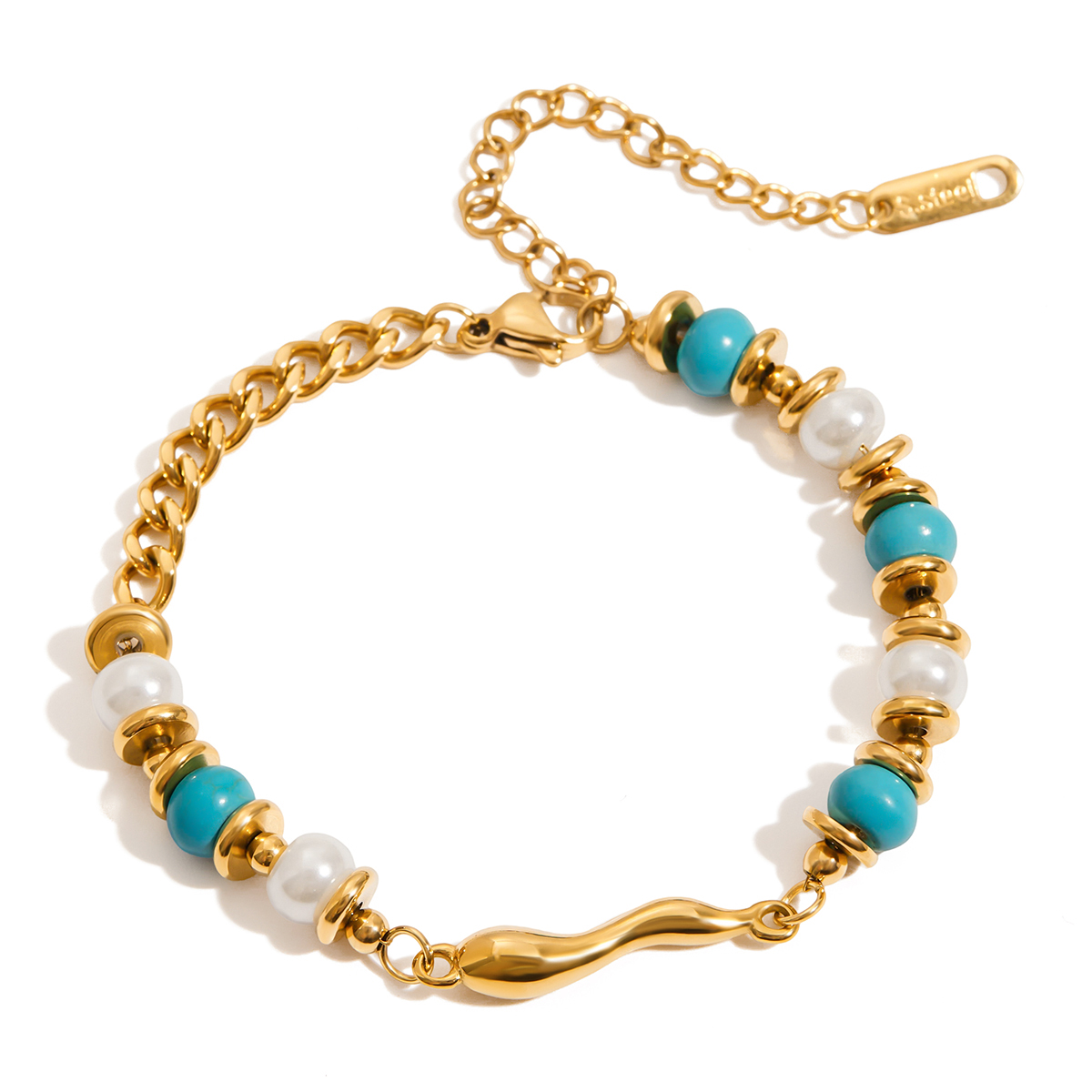 Teardrop Turquoise and Glass Pearl Bracelet