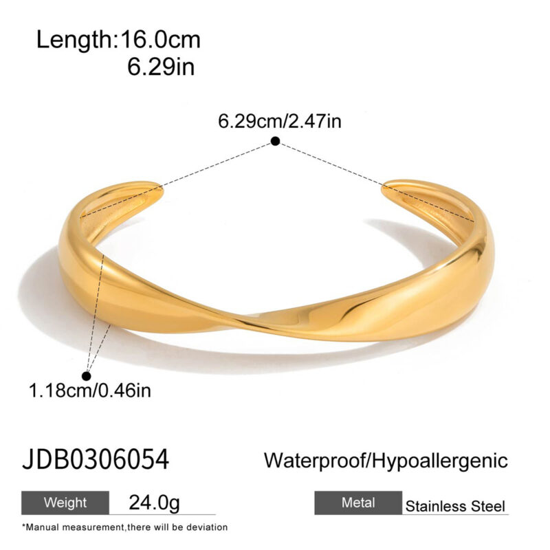 Polished Twisted Irregular Open Cuff Bracelet - Image 5
