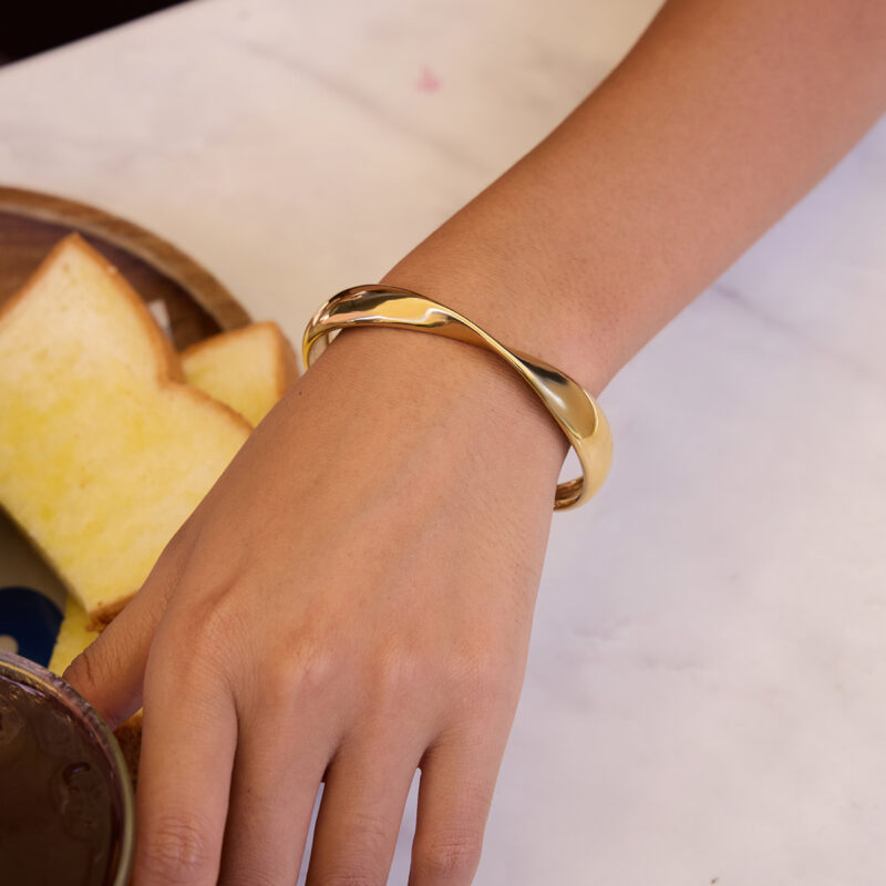Polished Twisted Irregular Open Cuff Bracelet - Image 3