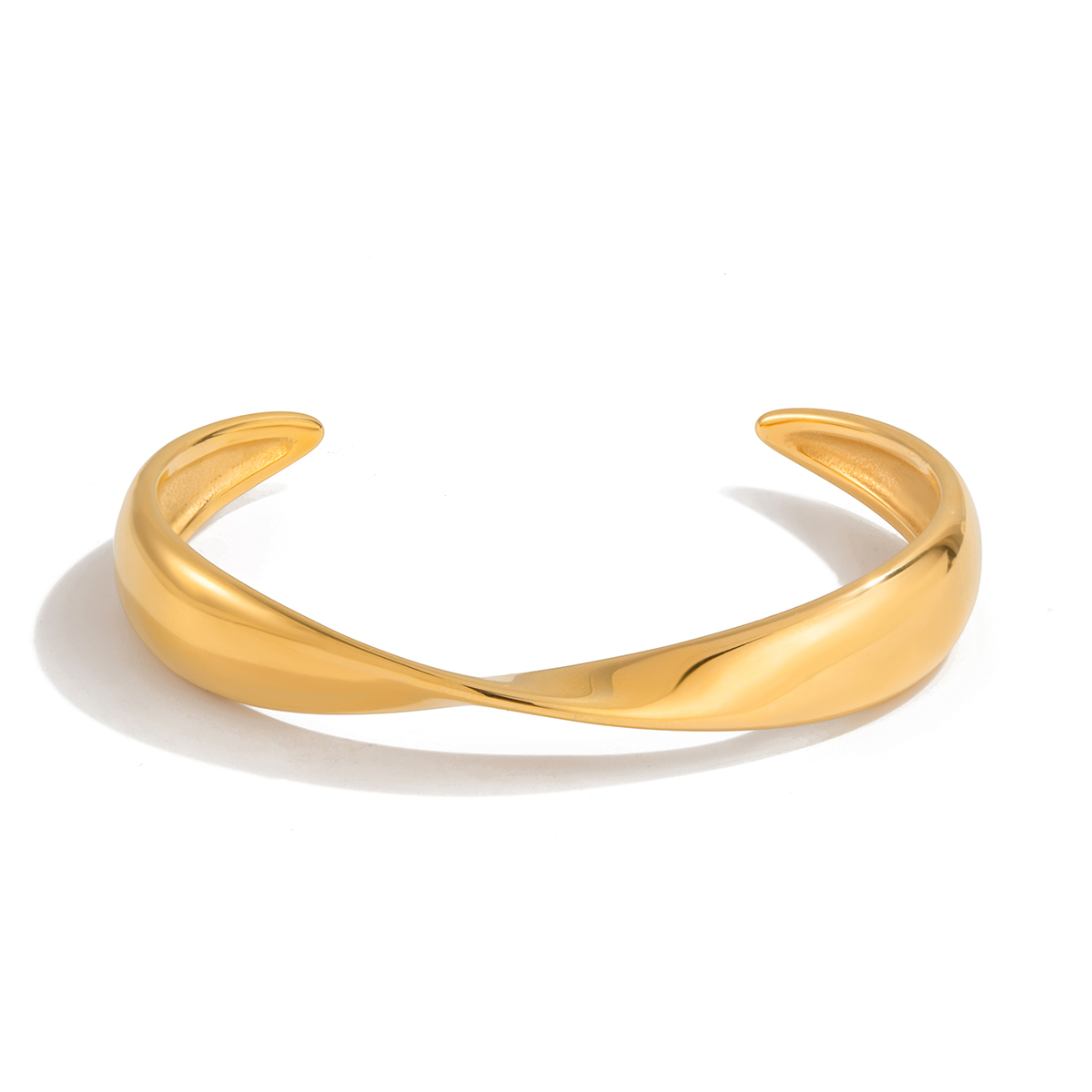 Polished Twisted Irregular Open Cuff Bracelet