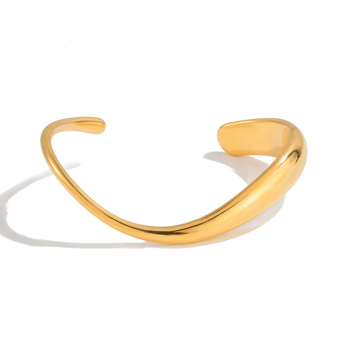 Asymmetric Polished Line Open Cuff Bracelet