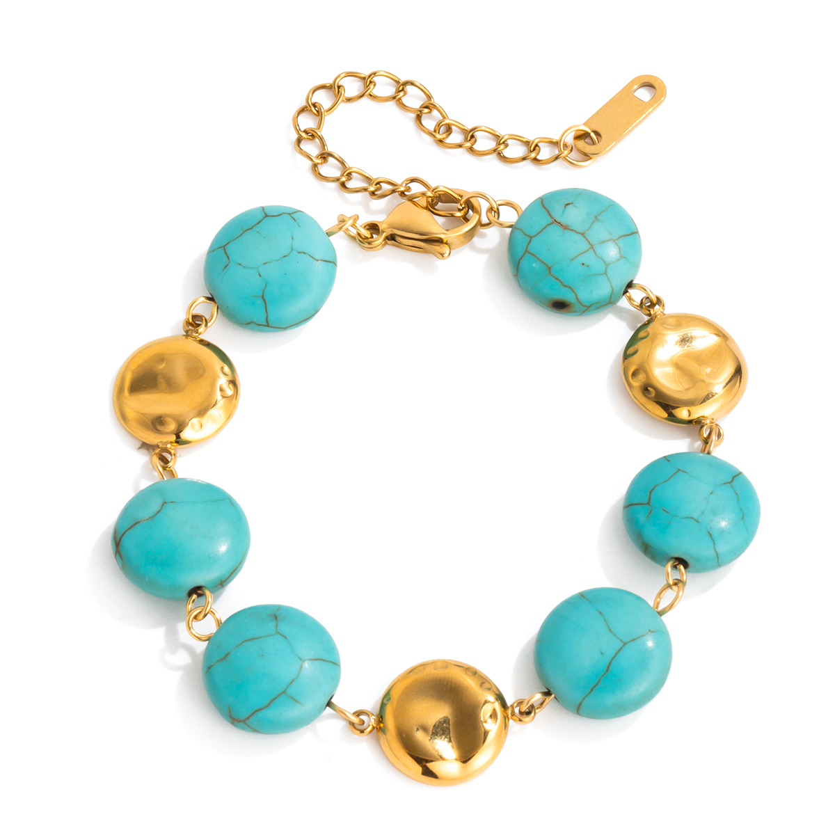 Vintage Coin and Turquoise Disc Bracelet