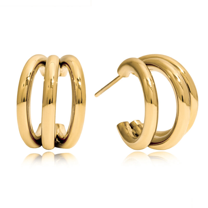 Triple Layer Hollow C Hoop Earrings