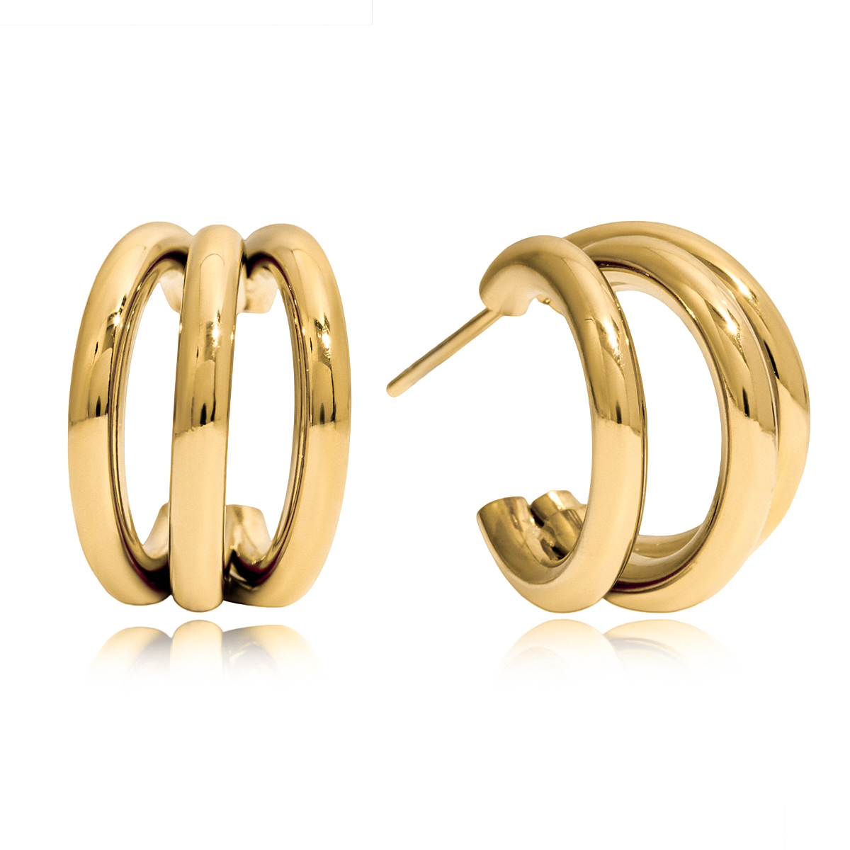 Triple Layer Hollow C Hoop Earrings