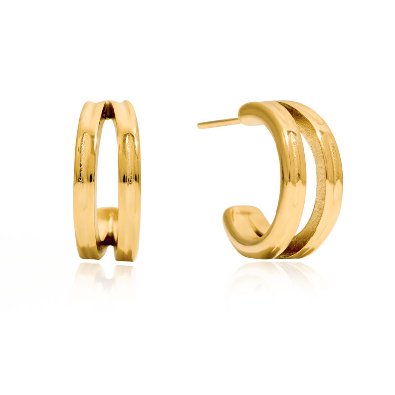 Double Layer Hollow Line C Hoop Earrings