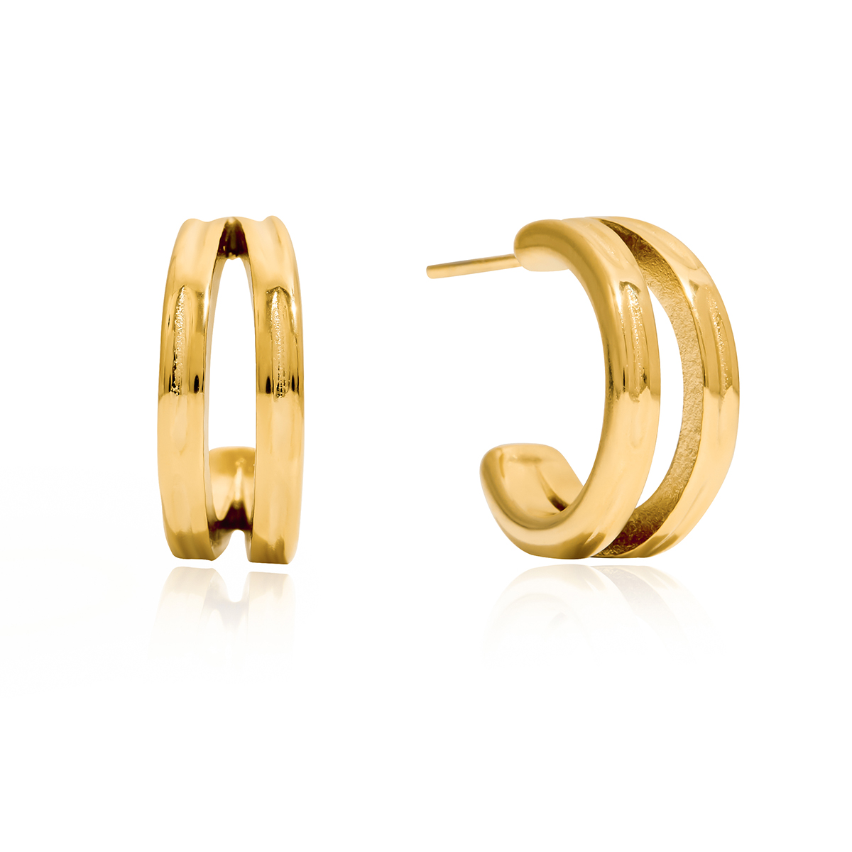 Double Layer Hollow Line C Hoop Earrings