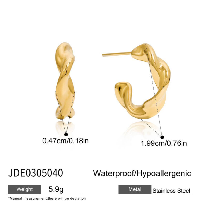 Twist Rope C Hoop Earrings - Image 2