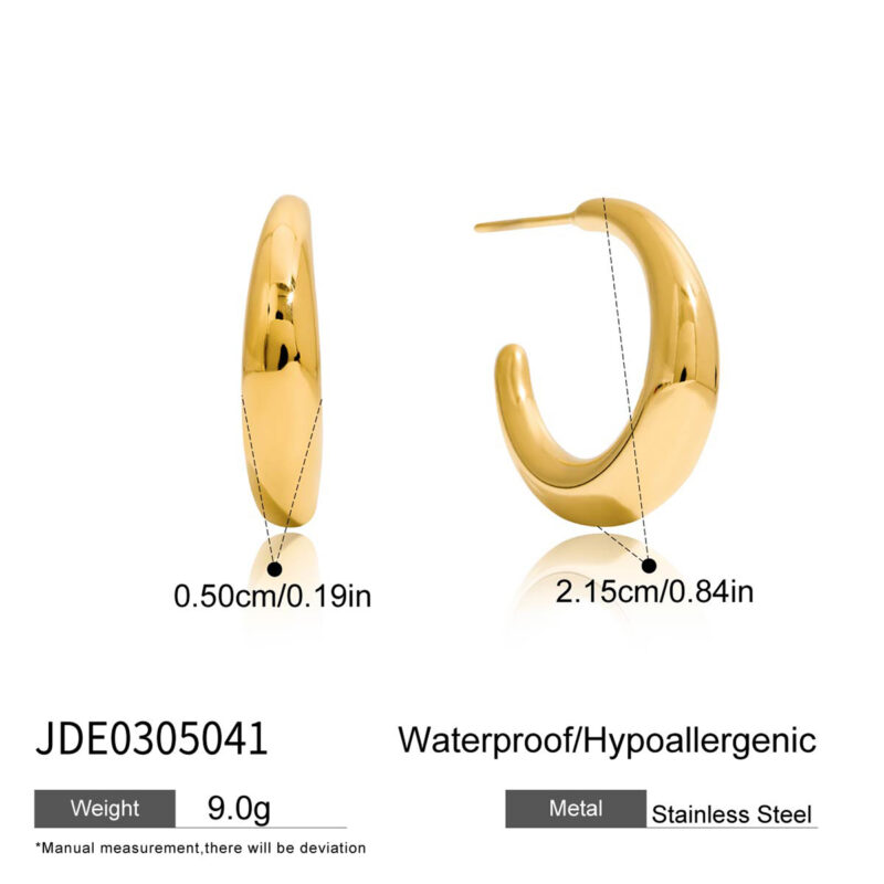 Classic Gold C Hoop Earrings - Image 2