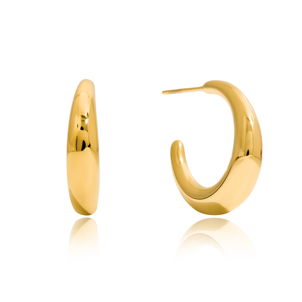 Classic Gold C Hoop Earrings