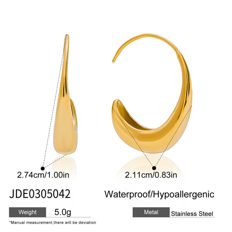 Chunky C Hoop Earrings 14K Gold Plated - Image 4