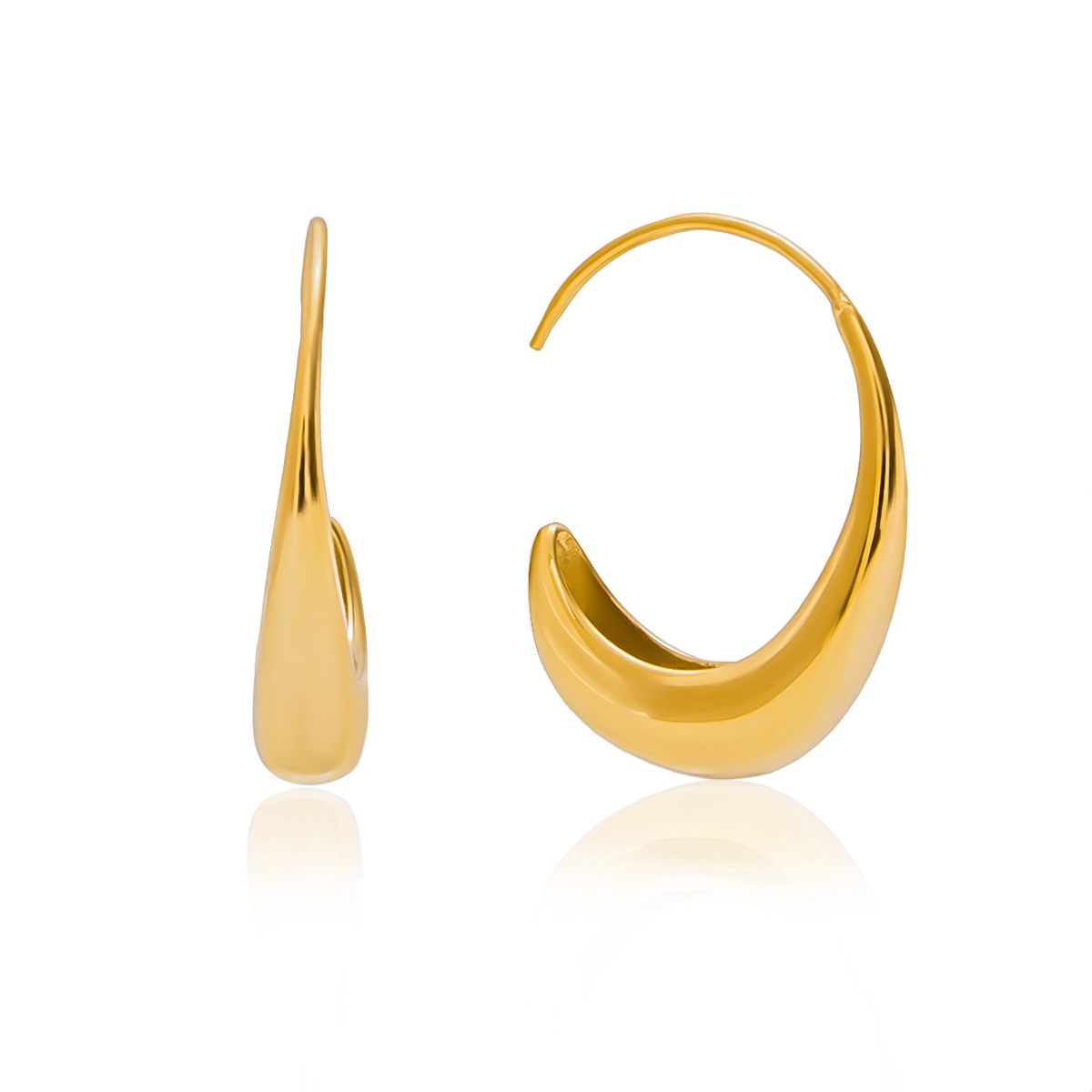 Chunky C Hoop Earrings 14K Gold Plated