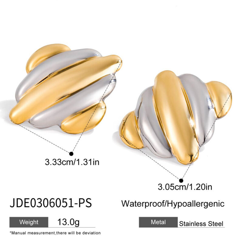 Two-Tone Large Polished Minimalist Earrings - Image 4