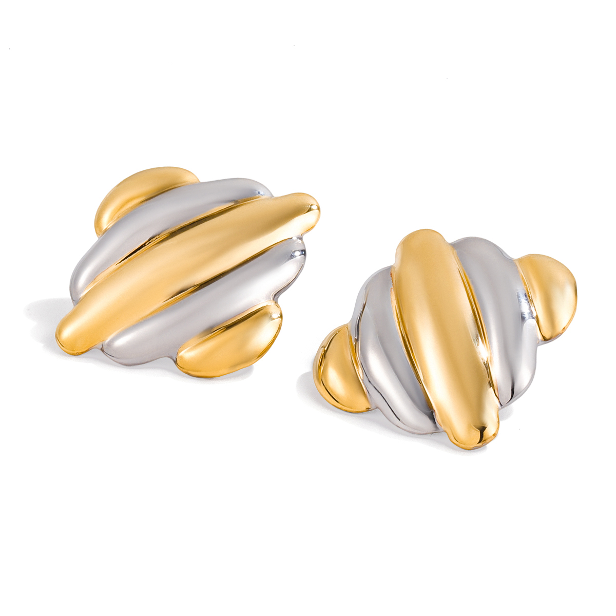 Two-Tone Large Polished Minimalist Earrings